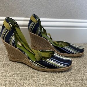 Nine West Striped Espadrille Wedge Sandals